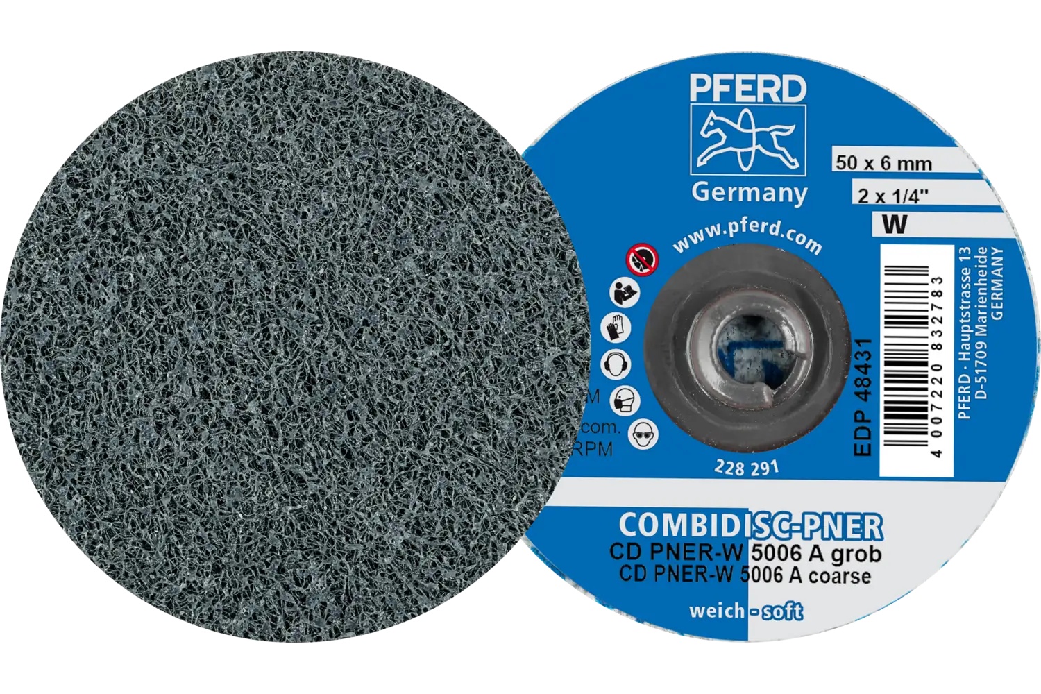 Picture of Pferd CombiDisc® Unitized Disc, 2" Dia, Type CD, Coarse, Soft, 2AM, Aluminum oxide